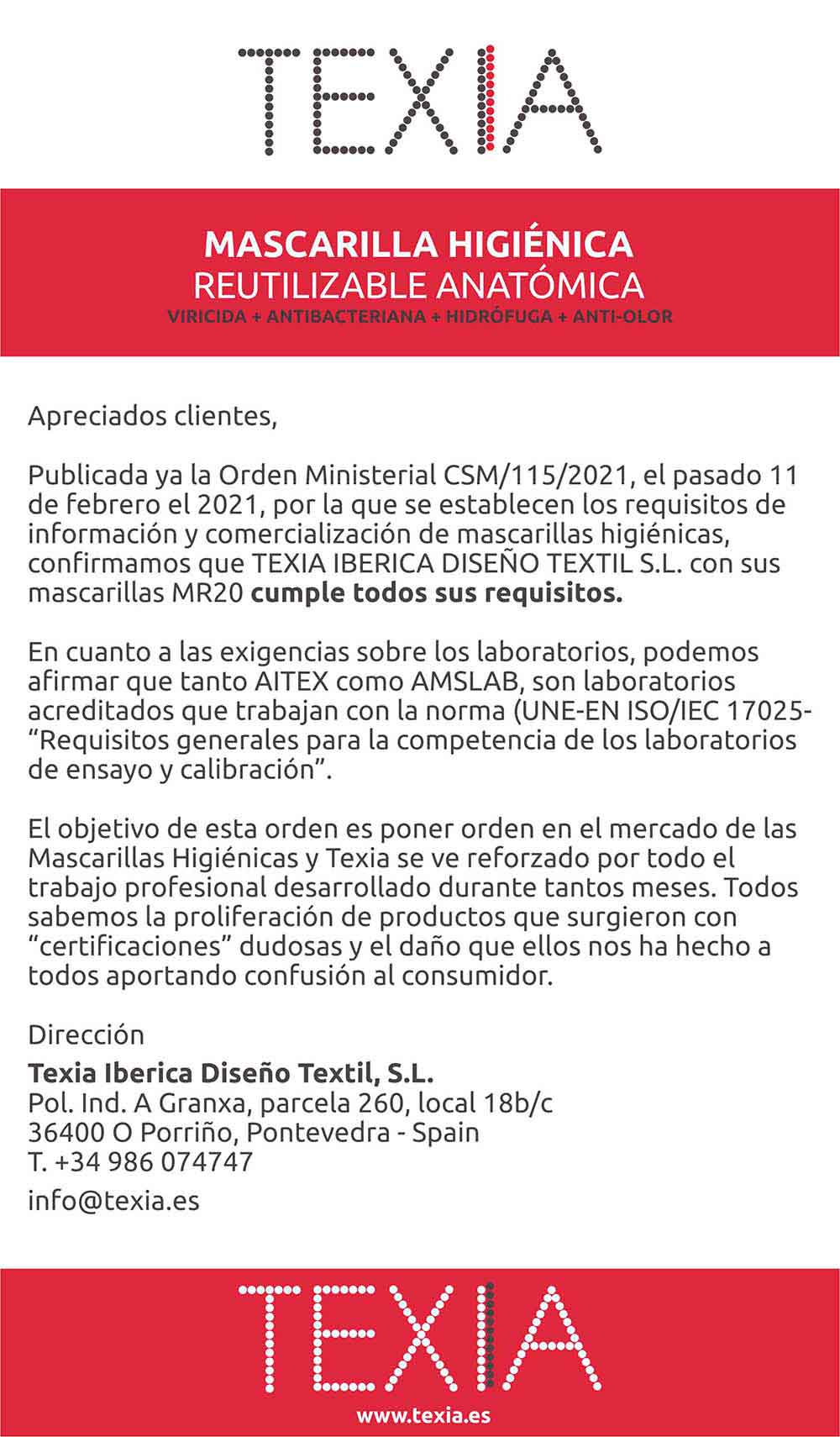 orden ministerial texia